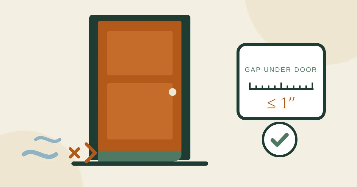 Illustration of a door with a draft stopper blocking cold air at the bottom